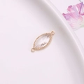 Gold-plated copper eye-shaped charm with clear faceted crystal for DIY jewelry making - White