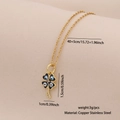 Gold stainless steel evil eye clover necklace with detailed size and weight specs - Four-leaf Clover Evil Eye Style (7#)