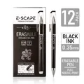 Set of 12 black 0.35mm erasable gel pens with needle tip for school students - Flower Vine Series - Black (12Pcs) / 0.35mm