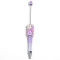 Penna a sfera fai-da-te con ciondoli floreali viola e rosa e fusto sfumato di lusso - Verniciato a Spruzzo Viola Gradiente