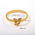 Bracciale a farfalla a doppio strato in acciaio dorato 18K con misure indicate - Acciaio Inossidabile Placcato Oro 18K / Oro