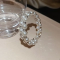 French style double-layer pearl bangle featuring sparkling rhinestones on a gold metal base - Double Row Dense Rhinestone Pearl Style (2# Bracelet-Silver)
