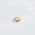 Anillo abierto minimalista dorado con pavé de circonitas y diseño cruzado trenzado - Estilo Trenzado (Dorado)