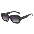 Retro rectangle thick frame sunglasses with black frame and purple gradient lenses - Black Frame Gradient Gray Lens