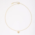 Elegant 18K gold plated titanium necklace with a radial textured heart shaped pendant - Sx46512dw0