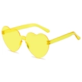 Fashionable heart-shaped jelly sunglasses in vibrant yellow with rimless resin design - Light Yellow