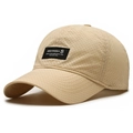 Breathable beige quick-dry baseball cap with mesh ventilation and rectangular logo patch - Adjustable / Beige