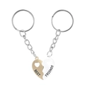 Magnetic heart best friends keychain in gold and silver finish with engraved lettering - Gold and White Pair
