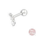 S925 sterling silver cartilage stud featuring three clear geometric zircon stones - Style 4 / White Gold