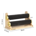 Two-tier bamboo jewelry display stand with black velvet rods and gold metal end caps - 2-Tier Dark Grey