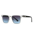 Classic square sunglasses with gray frame, black temples and blue gradient lenses - Transparent Frame Gray Blue (C6)