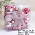 Kit d'étoile de cime d'arbre rose et boules de Noël avec finition pailletée - Lot Cimier de Sapin Rose