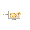 Golden titanium 520 stud earring with crystals, 0.44cm high and 0.9cm wide - Gold 520 Number Style (T2583-5#Gold)