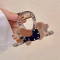 Niedliche Hunde-Haarklammer mit hellbraunem Welpen und buntem Punktmuster-Design - Corgi Transparent Grau Haarklammer