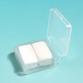 Transparent plastic storage case with two white rectangular cotton pads for nail art tools - White Wax Mud (Block)