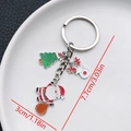 Silver metal keychain with Santa Claus, Christmas tree and reindeer enamel charms - ER825-White K Enamel Santa Reindeer Tree Keychain