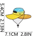 Detailed embroidery view of fisherman hat patch with dimensions 7.1cm by 5.4cm - Bucket Hat Style