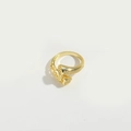 Anello a cuore incrociato dorato con design a chiodo con cristalli e fascia aperta - Anello a chiodo cavo con motivo / Oro