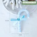 Blau-weiß gestreifter Schaumstoff-Zuckerstangen-Anhänger mit Schleife und blauem Strass - Einzelner Stock / Blau/Weiß