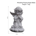 Kneeling praying boy angel statue in white resin, matte finish, height 9cm weight 130g - Kneeling Praying Angel Bowing Head