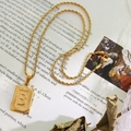 Collana vintage francese placcata in oro 18K con ciondolo quadrato lettera B e catena rope - Lettera B Oro
