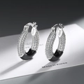 Elegante S925 Silber Donut Creolen mit schwarzer Emaille und Zirkonia Mikropave Besatz - Kupfer / Schwarz