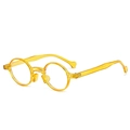 Retro double-bridge round sunglasses with transparent yellow frame and clear lenses - Light Yellow Frame Clear Lens