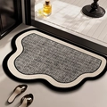 Cloud-shaped bathroom mat in grey and beige woven texture with black trim - Thin Style / 40*60cm / Huidiao - Cloud Shape