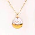 Detail shot of the golden round pendant necklace featuring colorful star and enamel patterns - Round Splicing Pattern (Style 1)