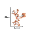 Rose gold stainless steel stud earrings with zircons and 1.02cm x 0.65cm dimension details - Mixed Cut Flower Cluster Style (024-5# Rose Gold)