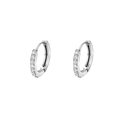 Klassische Silbercreolen mit Zirkonia-Inlay auf einem sauberen weißen Hintergrund - Innendurchmesser 6mm / Weißgold 6mm
