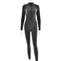 Detailopname van bodysuit met lange mouwen, ritssluiting aan voorzijde en opstaande kraag - S / Grijs