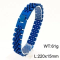 Cinturino blu 15mm in acciaio al titanio con maglia a cinque grani e chiusura pieghevole - Blu
