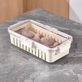 Transparent PET food storage container with beige drain basket, size 31x16.5x8cm - PET Drainage Box for Fish