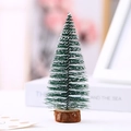 Mini cedar desktop Christmas tree with flocking snow and stable natural wood base - 15cm Pine Tree