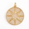 Micro-pave zircon 20mm gold North Star pendant with dimensions for DIY handbag charms - L616581-Gold