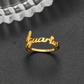 Anello Acquario in acciaio inossidabile 18K dorato con design minimalista corsivo - Aperto Regolabile / Acquario Oro