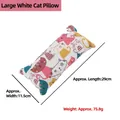 Cartoon cat pillow plush toy with colorful prints measuring 29cm long for pet comfort - Large White Cat Pillow