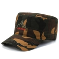 Men's camouflage flat top military cap with mountain embroidery and peak visor - Mountain Style / Camouflage