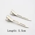 Set of two 5.5cm silver metal hair clips with hollow duckbill design for styling - Medium (1pc) / Silver
