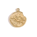 Retro 14K gold plated stainless steel coin charm with artistic female silhouette relief - Virgo