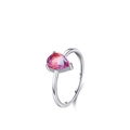 Minimalistischer S925 Sterlingsilber Ring mit birnenförmigem Farbverlauf-Turmalin - Tropfenform / US-Größe 5