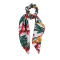 Witte bloemen scrunchie met lang lint en tropisch bloemmotief voor het haar - Wit Bloemen