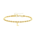 Bracciale a catena in corda placcato oro 18K con ciondolo a lettera L minimalista - Lettera L - Oro