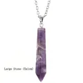 Grande pendente in ametista viola a punta esagonale con catena, 5x1cm - Pietra Grande (5x1cm) / Ametista Grande