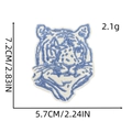 Detailed size chart for blue embroidered tiger patch showing 7.2cm height and 2.1g weight - Tiger Head Patch 4#