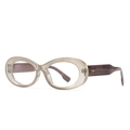 Modern retro oval glasses with beige translucent frames and tortoiseshell temples - C15 Light Gray/Clear