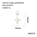 Detailed view of silver cross star pendant with dimensions 14x16mm and 4mm hole size - P05274 (Silver Cross Star)