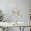 Golden Christmas tree star topper with LED lights and glitter finish, 25x33cm size - 25CM Champagne Siberian Star