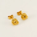 Minimalist 18K gold plated stainless steel irregular bubble stud earrings in gold finish - Letter Q